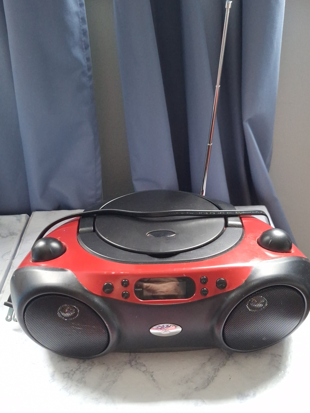 Portable CD Boombox with AM/FM Radio - Red and Black